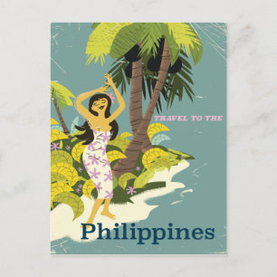 Carte Postale Affiche de voyage de l'île des Philippines Vintage