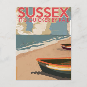 Carte Postale Affiche de voyage de locomotive vintage Sussex, An