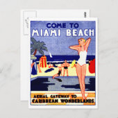 Carte Postale Affiche de voyage de Miami Beach 1925 (Devant / Derrière)