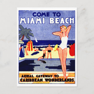 Carte Postale Affiche de voyage de Miami Beach 1925