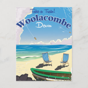 Carte Postale Affiche de voyage de plage de Woolacombe Devon