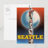Carte Postale Affiche de voyage de Seattle Totem pole impression (Devant / Derrière)