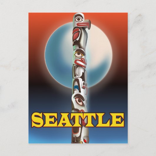 Carte Postale Affiche de voyage de Seattle Totem pole impression (Devant)