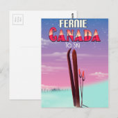 Carte Postale Affiche de voyage de ski à Fernie Canada. (Devant / Derrière)