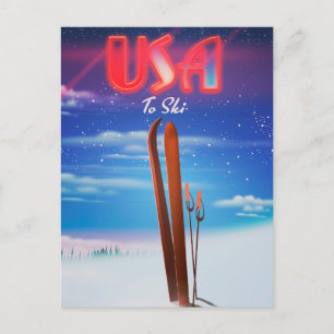 Carte Postale affiche de voyage de ski aux États-Unis