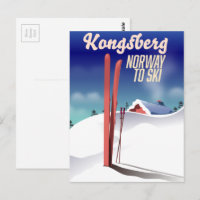 Affiche de voyage de ski de Kongsberg norvège.