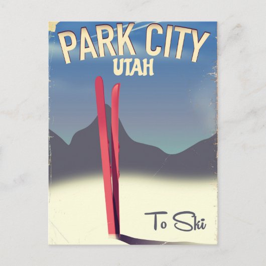 Carte Postale affiche de voyage de ski du parc de l'Utah (Devant)