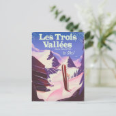 Carte Postale Affiche de voyage de ski Les Trois Vallées (Debout devant)