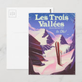 Carte Postale Affiche de voyage de ski Les Trois Vallées (Devant / Derrière)