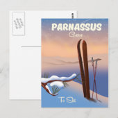 Carte Postale Affiche de voyage de ski Parnasse Grèce (Devant / Derrière)