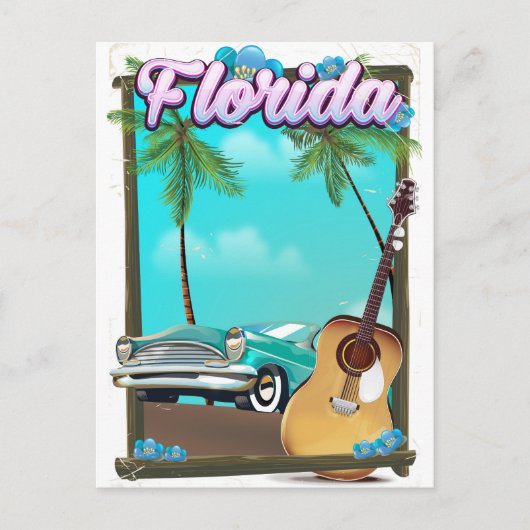 Carte Postale Affiche de voyage de style rétro de Floride (Devant)