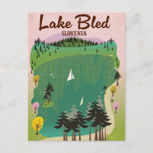 Carte Postale Affiche de voyage de style vintage du lac Bled Slo