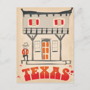 Carte Postale Affiche de voyage de style Vintage Texas Cowboy