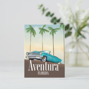 Carte Postale Affiche de voyage de voiture rétro à Aventura, Flo