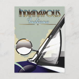 Carte Postale Affiche de voyage de voiture vintage d'Indianapoli