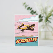 Carte Postale Affiche de voyage dessin animé des Seychelles. (Debout devant)