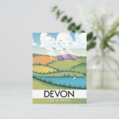 Carte Postale Affiche de voyage d'été Devon "pour une pause" (Debout devant)