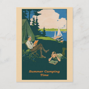 Carte Postale Affiche de voyage d'été vintage de camping
