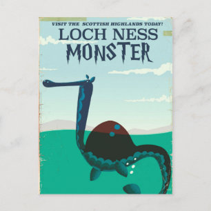 Carte Postale Affiche de voyage drôle du monstre du Loch Ness