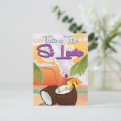 Carte Postale Affiche de voyage du Cartoon de Sainte-Lucie. (Debout devant)