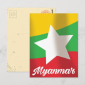 Carte Postale Affiche de voyage du drapeau du Myanmar (Devant / Derrière)