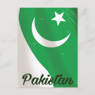 Carte Postale Affiche de voyage du drapeau pakistanais