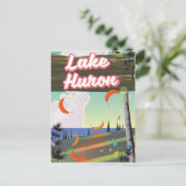 Carte Postale Affiche de voyage du lac Huron (Debout devant)