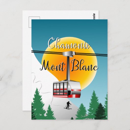 Carte Postale Affiche de voyage du Mont Blanc Chamonix (Devant / Derrière)