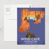 Carte Postale Affiche de voyage du parc national Wind Cave Natio (Devant / Derrière)
