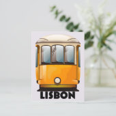 Carte Postale Affiche de voyage du tramway jaune de Lisbonne (Debout devant)