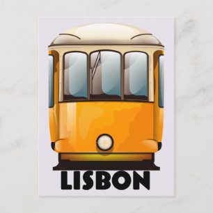 Carte Postale Affiche de voyage du tramway jaune de Lisbonne