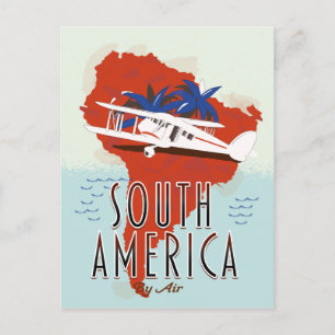 Carte Postale Affiche de voyage en Amérique du Sud par avion