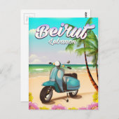 Carte Postale Affiche de voyage en Scooter Beirut Lebanon (Devant / Derrière)