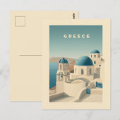 Carte Postale Affiche de voyage Grèce Santorin (Devant / Derrière)