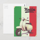 Carte Postale Affiche de voyage Italia Scooter Vintage (Devant / Derrière)