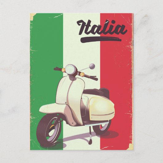Carte Postale Affiche de voyage Italia Scooter Vintage (Devant)