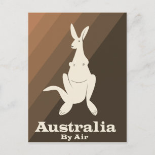 Carte Postale Affiche de voyage Kangaroo Australia By Air.