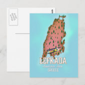Carte Postale Affiche de voyage Lefkada Grèce. (Devant / Derrière)