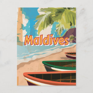 Carte Postale Affiche de voyage Maldives Vintage