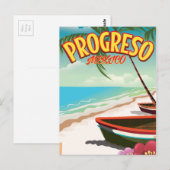 Carte Postale Affiche de voyage mexicaine Progreso (Devant / Derrière)
