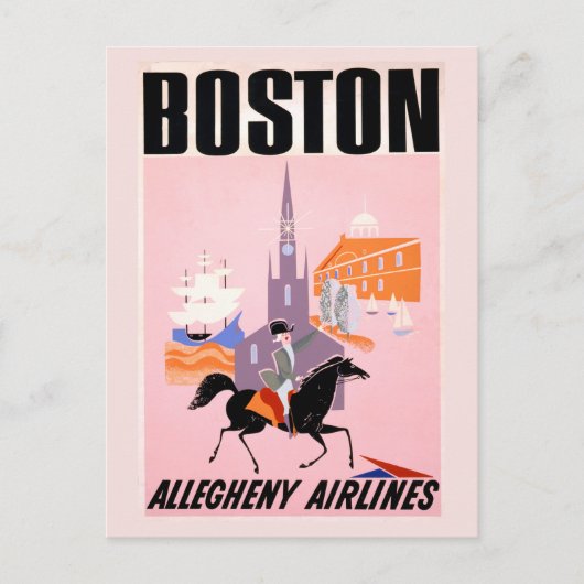 Carte Postale Affiche de voyage pour Allegheny Airlines à Boston (Devant)