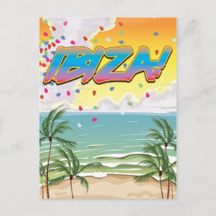 Carte Postale Affiche de voyage pour la fête de plage à Ibiza