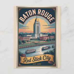 Carte Postale Affiche de voyage rétro Baton Rouge Louisiane Vint