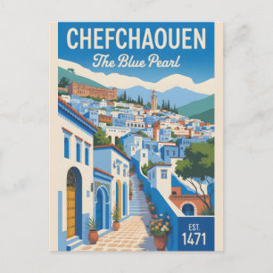 Carte Postale Affiche de voyage rétro de Chefchaouen Maroc Art