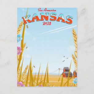 Carte Postale Affiche de voyage rétro de la ferme du Kansas USA