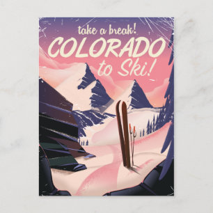 Carte Postale Affiche de voyage rétro de ski au Colorado