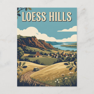 Carte Postale Affiche de voyage rétro des prairies de Loess Hill
