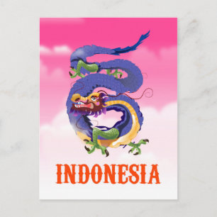 Carte Postale Affiche de voyage rétro Dragon d'Indonésie