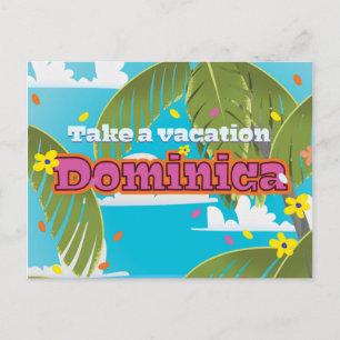 Carte Postale Affiche de voyage rétro en Dominique.