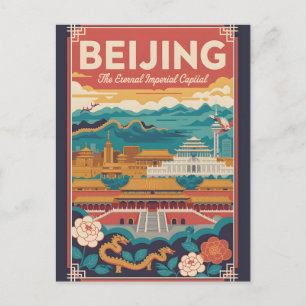 Carte Postale Affiche de voyage rétro Pékin Chine Art vintage